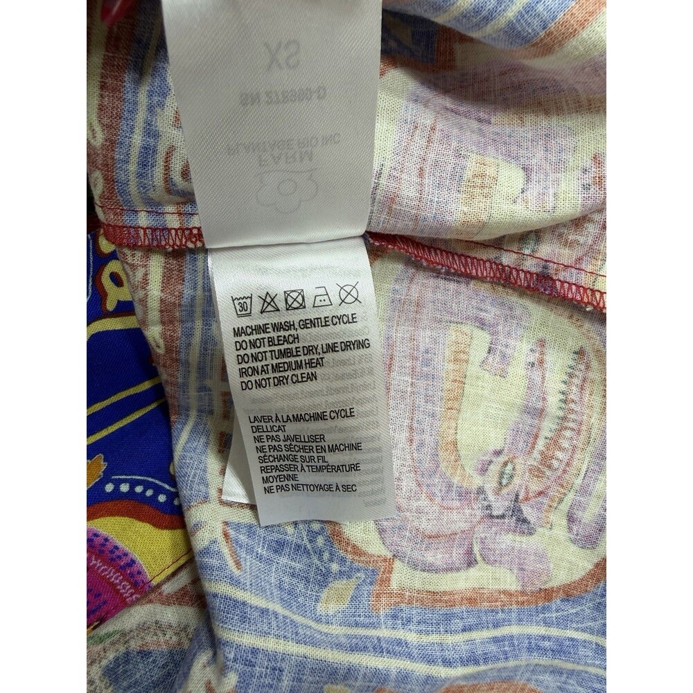 Farm Rio Anthropologie Shirt Dress Mini Scalloped Linen Vacay Preppy Size XS NWT - Picture 10 of 12